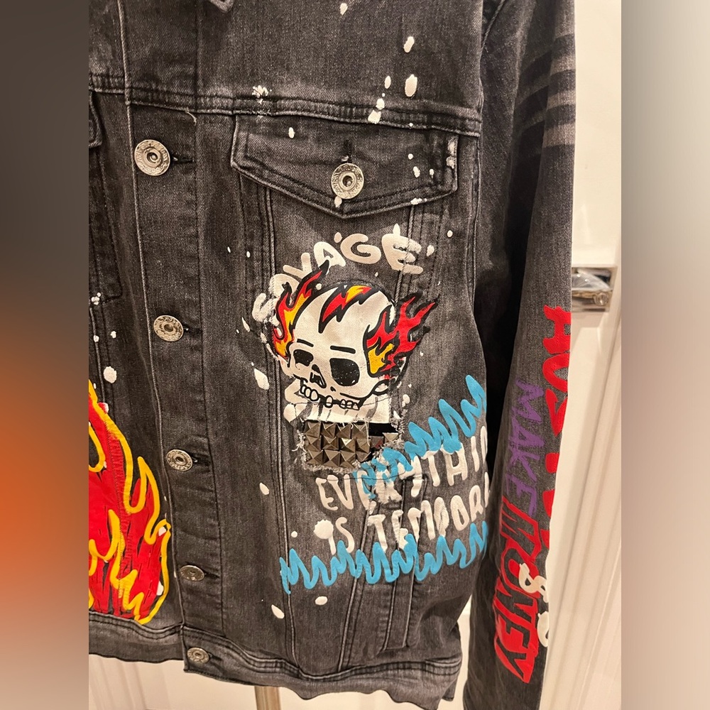 Mens Rebel (R3bel) Jean Jacket Size Large - Picture 2 of 11